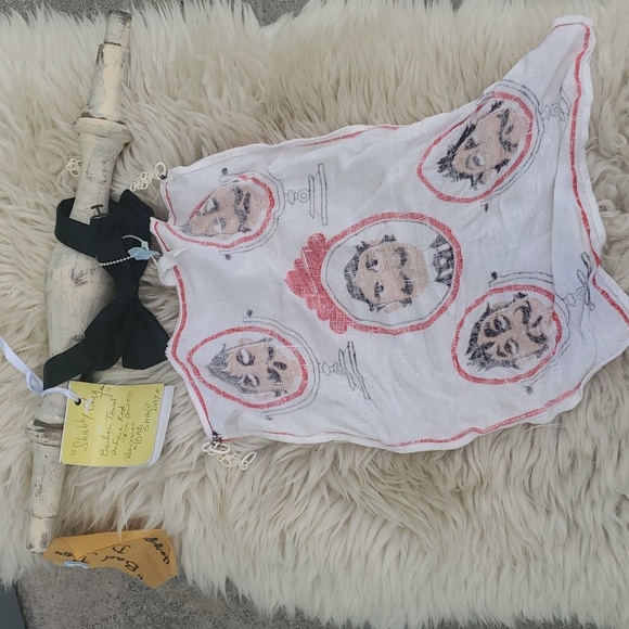 VTG Cream Black Hankie Image Men's Mostache BAD HAIR DAY wood rod wall decor DA - Picture 5 of 5